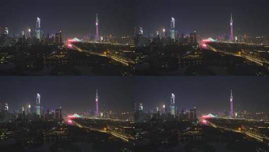 万家灯火通明的广州珠江夜景延时素材高清在线视频素材下载