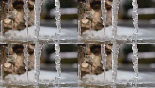 春暖花开冰雪融化滴水泉水空镜高清在线视频素材下载