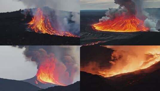 壮观的火山喷发景象高清在线视频素材下载