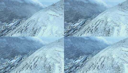 雪后小镇全景，银装素裹美如仙境高清在线视频素材下载