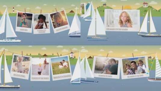 可爱动态假期旅行节日旅游家庭照片纪念册展示AE模板高清AE视频素材下载
