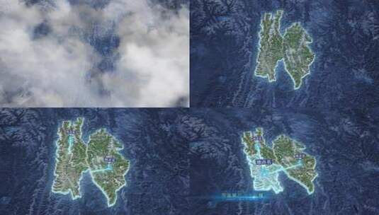 迪庆自治州-光线汇聚写实地图高清AE视频素材下载