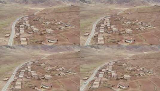 西北藏北高原荒凉红土地小镇高清航拍素材高清在线视频素材下载