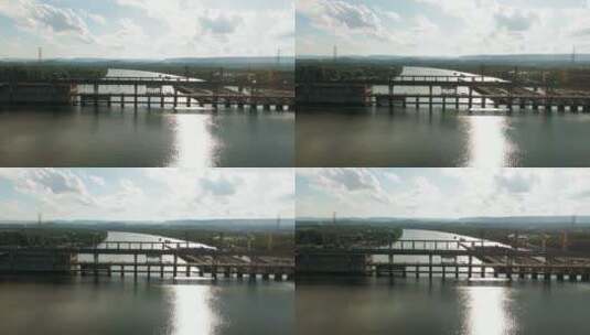 一座桥及其周围景观航拍高清在线视频素材下载