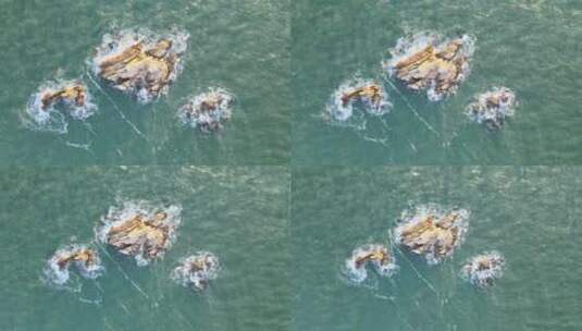 俯瞰威海半月湾的牙石岛高清在线视频素材下载