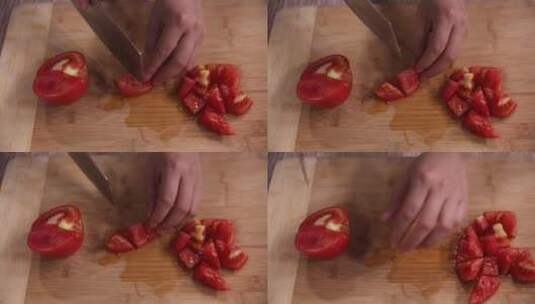 厨师切番茄西红柿 (6)高清在线视频素材下载