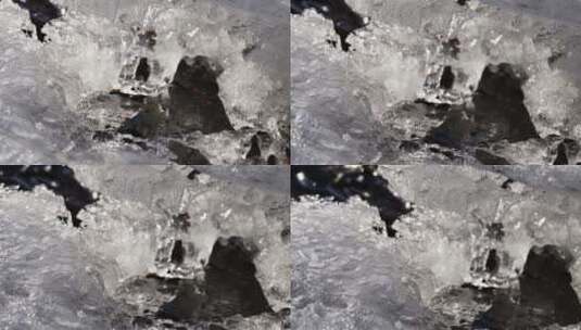 冰雪消融流水潺潺高清在线视频素材下载