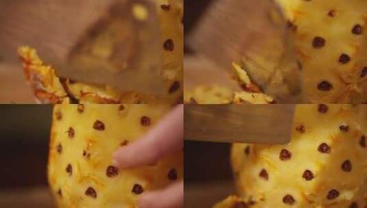削菠萝处理菠萝皮高清在线视频素材下载