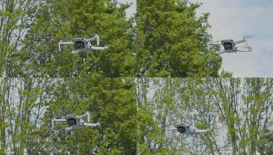 低角度拍摄无人机在空中盘旋高清在线视频素材下载