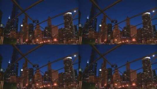 芝加哥市中心夜景高清在线视频素材下载
