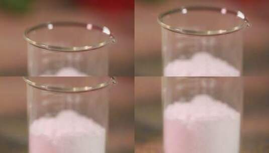 烧杯中装白色化学粉末高清在线视频素材下载
