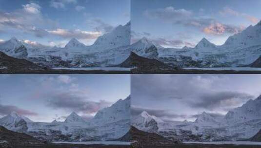 西藏那曲比如县萨普神山冰川日落延时4K高清在线视频素材下载