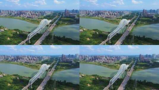 南宁三岸邕江大桥邕江风景高清在线视频素材下载