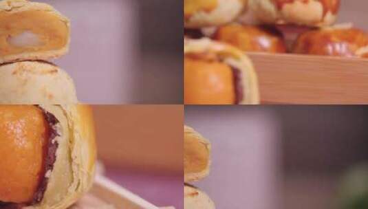 【镜头合集】年糕芝心月饼蛋黄酥高清在线视频素材下载