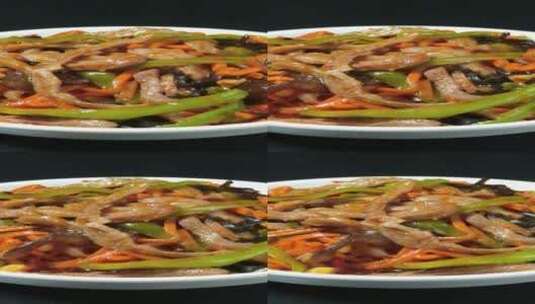 鱼香肉丝美食菜品4k视频旋转展示高清在线视频素材下载
