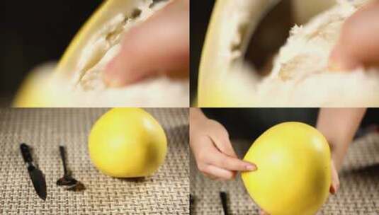【镜头合集】勺子餐刀剥柚子的窍门高清在线视频素材下载