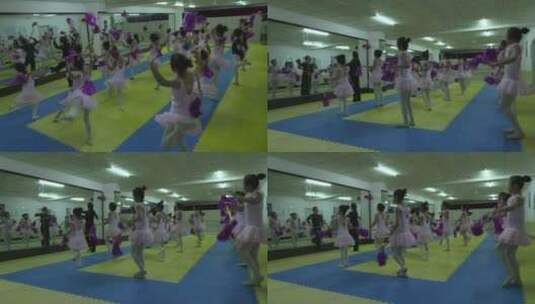 黑龙江儿童练功房舞蹈秧歌高清在线视频素材下载