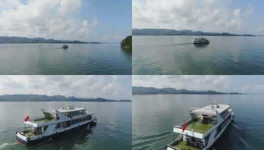 航拍浙江淳安千岛湖公路，自然美景高清在线视频素材下载
