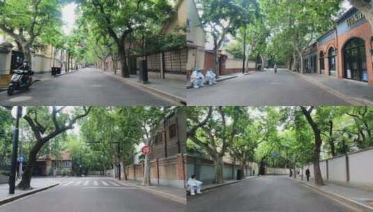 上海封城中的城区绿化环境街道高清在线视频素材下载