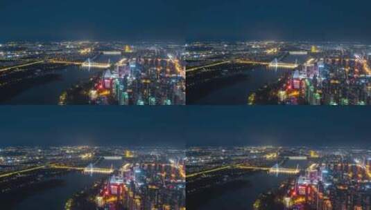 沈阳浑河两岸航拍城市繁华夜景延时高清在线视频素材下载