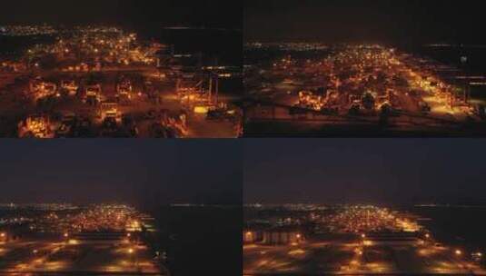 港口夜色繁忙景象高清在线视频素材下载