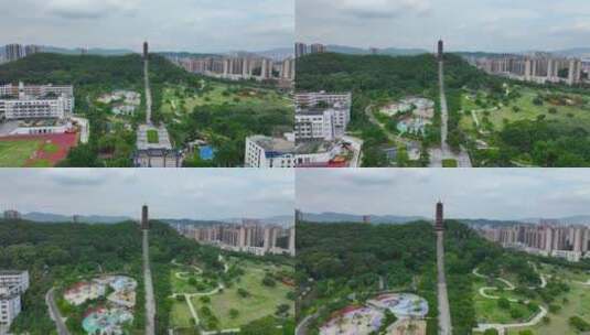 深圳光明红花山和明塔航拍4高清在线视频素材下载
