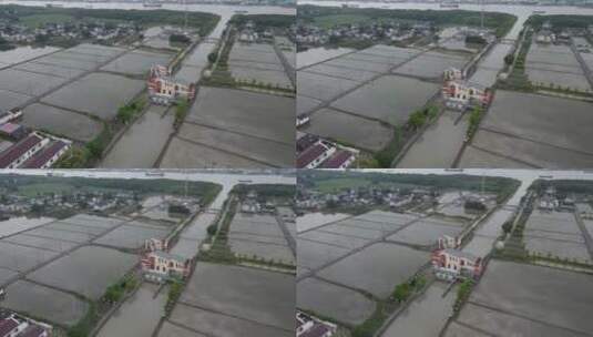 上海水渠灌溉连接黄浦江4K航拍高清在线视频素材下载