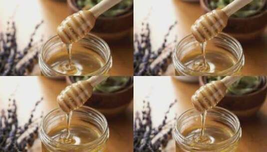 罐子里的液体蜂蜜高清在线视频素材下载