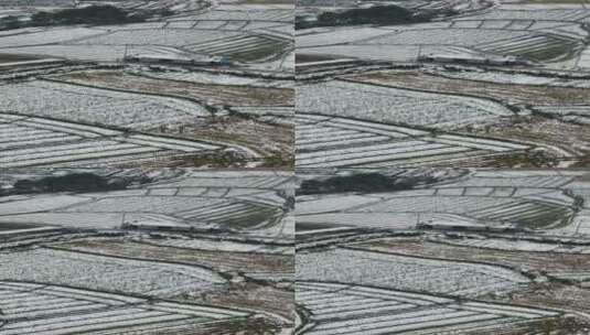 冬天农田雪景竖屏航拍高清在线视频素材下载