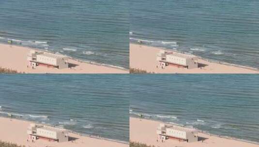 8k俯拍阿那亚孤独图书馆海滩风景高清在线视频素材下载