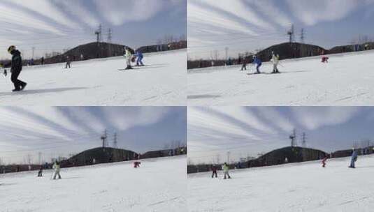 户外滑雪滑雪场滑雪运动滑雪的人高清在线视频素材下载