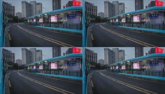 常州 城市BRT快速公交 傍晚 城市车流交通高清在线视频素材下载