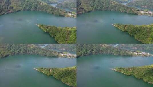 安徽省黄山市太平湖曙光村航拍高清在线视频素材下载