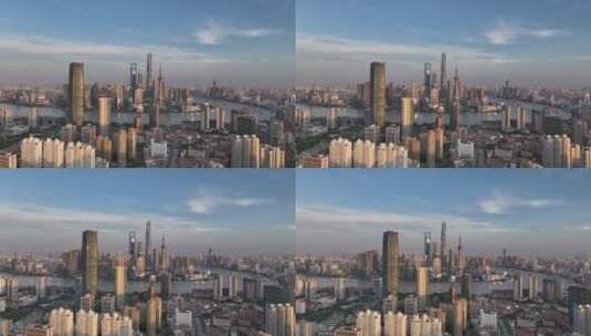 上海北外滩傍晚航拍空镜高清在线视频素材下载