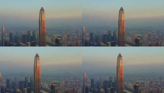 深圳平安国际金融中心夕阳下右环绕高清在线视频素材下载