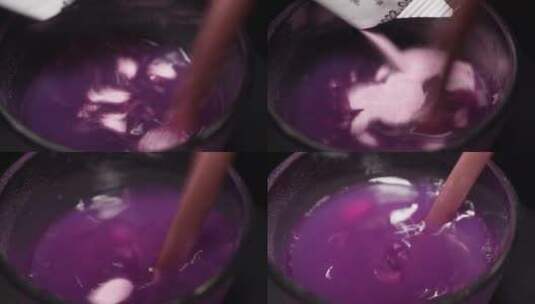 冲泡葡萄果汁融化紫色蔬菜粉高清在线视频素材下载