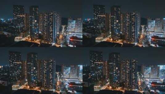 夜景视频深圳龙岗高层住宅林立的高楼灯光高清在线视频素材下载