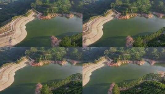 无人机航拍水库景观高清在线视频素材下载
