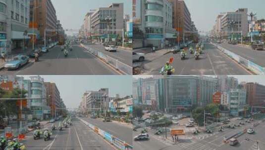警察形象视频广东骑警列队骑行高清在线视频素材下载