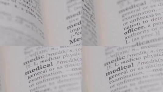 词典页面上的特写与单词医学的定义高清在线视频素材下载