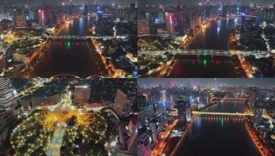 航拍广州珠江两岸夜景延时2022新高清在线视频素材下载