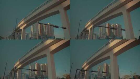 夕阳 高架桥城市高清在线视频素材下载