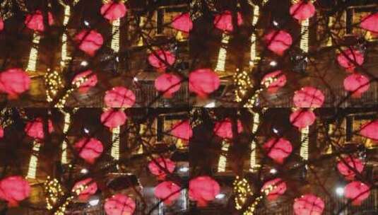 春节期间城市街道上挂满了红灯笼高清在线视频素材下载
