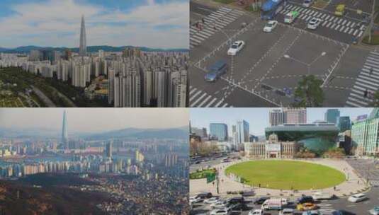 韩国首尔的城市景观高清在线视频素材下载