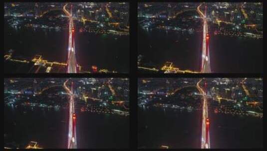 上海杨浦大桥夜景延时航拍02高清在线视频素材下载