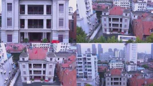 4K航拍武汉中共中央机关旧址纪念馆视频合集高清在线视频素材下载