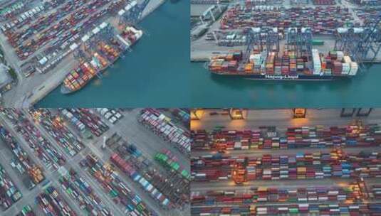 港口繁忙航拍经济贸易高清在线视频素材下载
