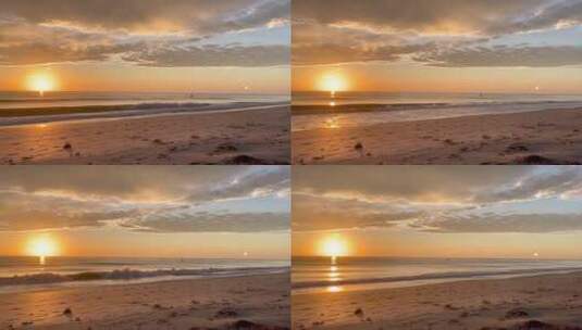 傍晚海边唯美夕阳冲浪高清在线视频素材下载