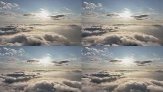 云层之上阳光云海太阳航拍自然风光明媚天气高清在线视频素材下载