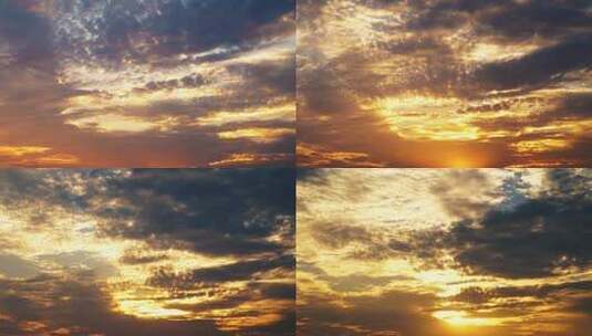 天空日出延时早霞阳光穿透云朵丁达尔耶稣光高清在线视频素材下载